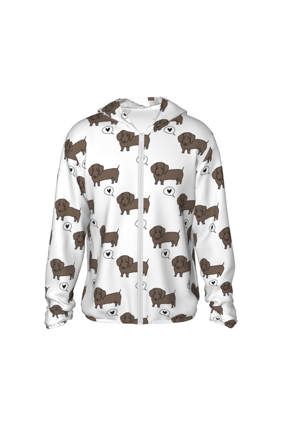 Dachshund Dog Print Women Men Sun Protection UPF 50+ Jackets Zip Up Long Sleeve Hoodie Hiking Lightweight with Pockets