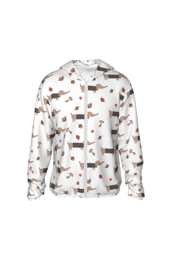 Dachshund Dog Print Women Men Sun Protection UPF 50+ Jackets Zip Up Long Sleeve Hoodie Hiking Lightweight with Pockets
