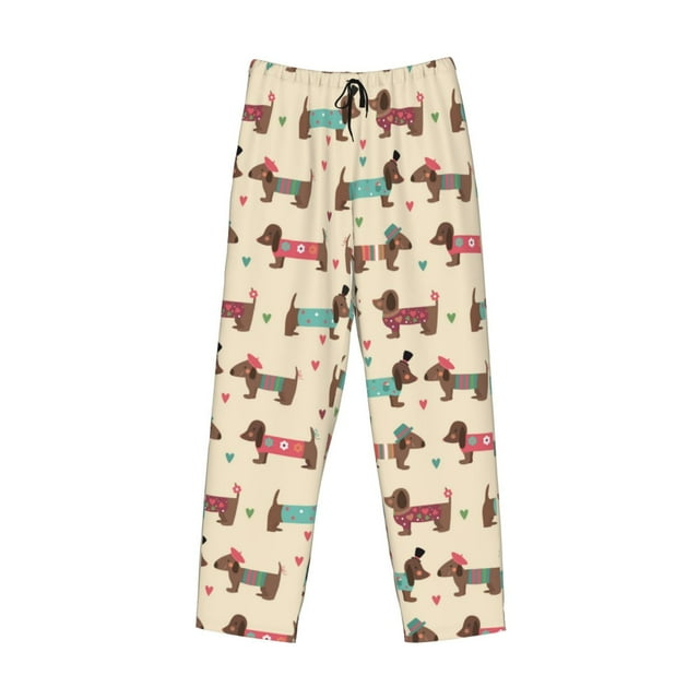 Kdxio Dachshund Dog Puppy Print Men's Sleep Pajama Pant Lounge Pants