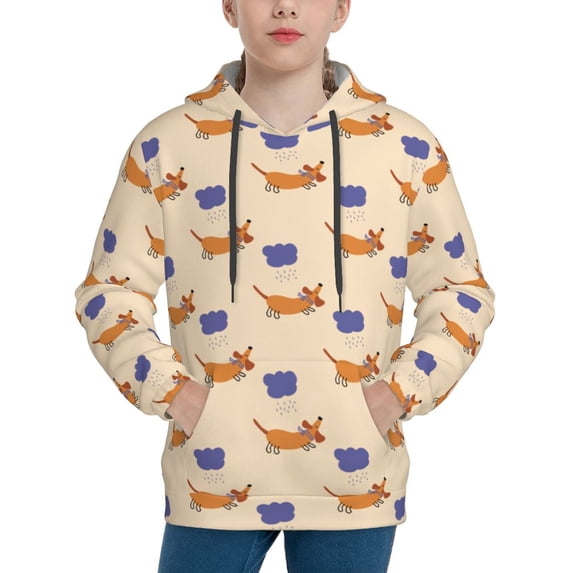 Kdxio Dachshund Pattern Boys Athletic Unisex Boys Girls Hoodie with Pocket Sweatshirts-X-Large