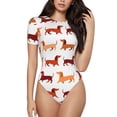 thumbnail image 1 of Kdxio Dachshund Walking for Women's Short-Sleeved Onesie Stylish Round Neck Pajamas Bodysuit Jumpsuit Nightwear-Large, 1 of 7