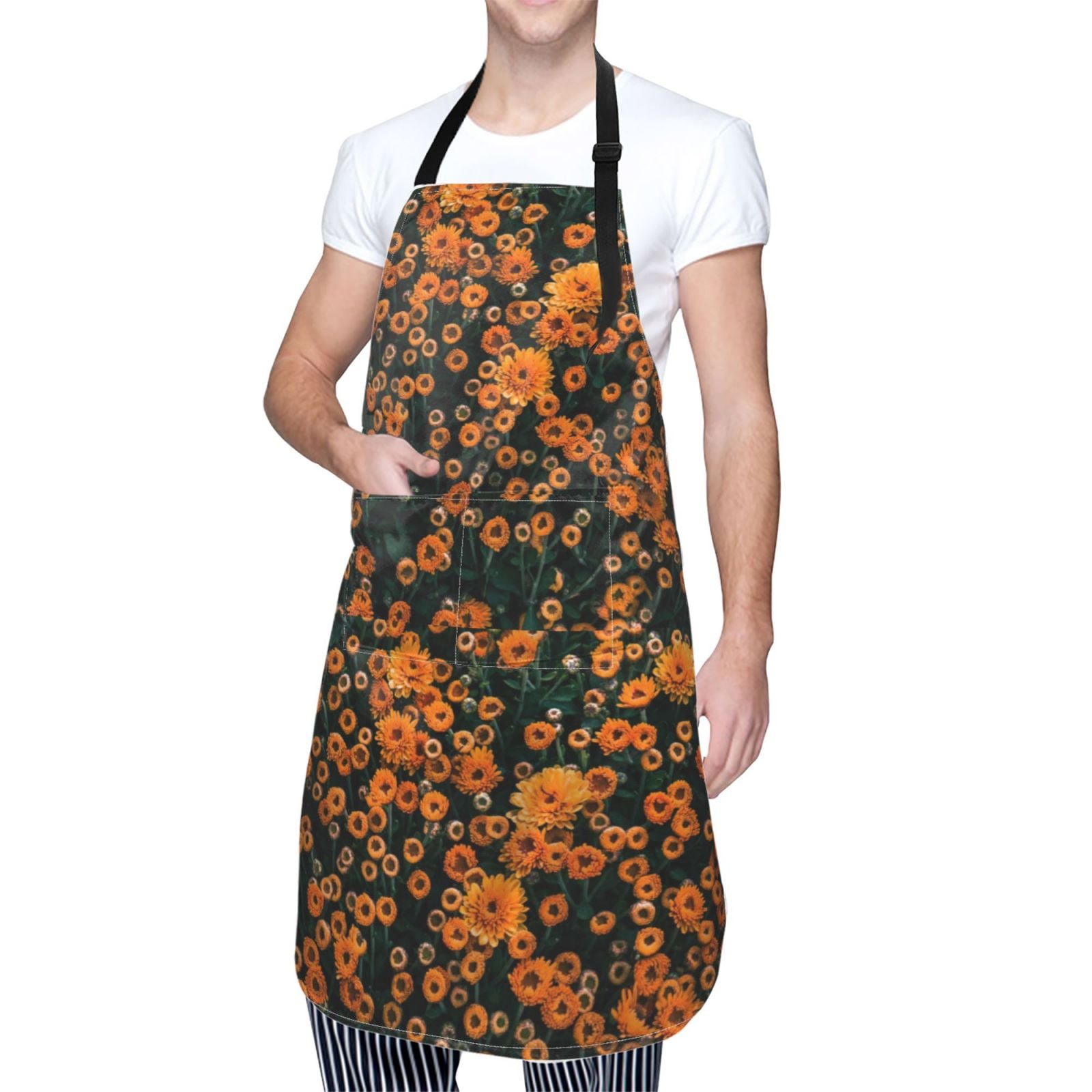 Kdxio Daisies Apron with Pockets Adjustable Kitchen Aprons for Men Women Waterproof Aprons for Cooking,Drawing,Crafting, Baking Household Cleaning