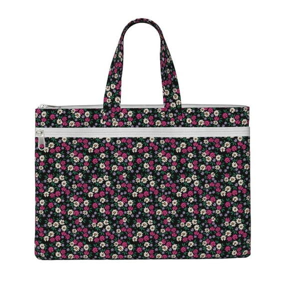 Kdxio Daisies Flowers File Tote Document Bag Business Briefcase Bag Document Organizer Tote Briefcase for Letter A4 Files Business Teacher Office Bag