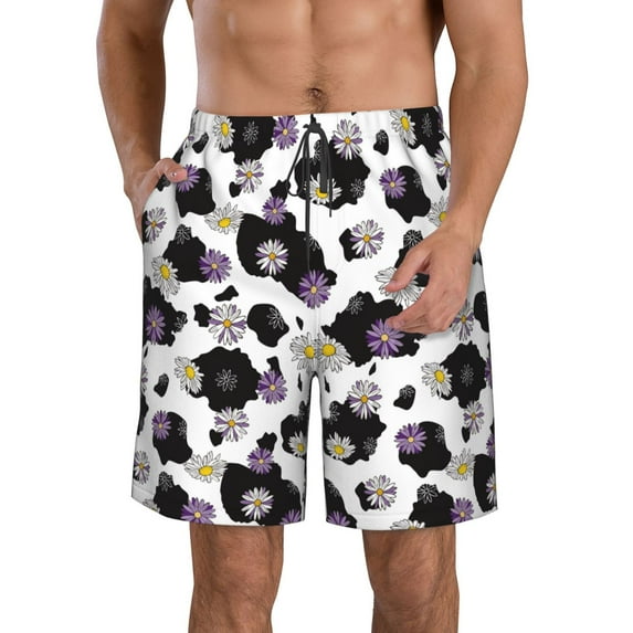 Kdxio Daisies Flowers Pattern Mens Casual Shorts - Drawstring Summer Beach Sports Shorts for Men
