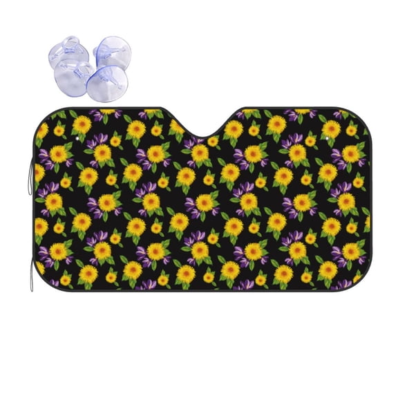 Kdxio Daisies Flowers Print Front Windshield Sun Shade,Folding Auto Sunshade for Car Truck SUV-Small