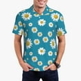 thumbnail image 1 of Kdxio Daisies Flowers Print Men's Short Sleeve Polo Shirt,Midweight Men's Shirt, 1 of 6