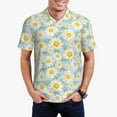 thumbnail image 1 of Kdxio Daisies Flowers Print Men's Short Sleeve Polo Shirt,Midweight Men's Shirt, 1 of 6