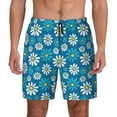 thumbnail image 1 of Kdxio Daisies Flowers Print Men's Swim Trunks with Compression Liner 7 Inch Inseam Quick Dry Swim Shorts, 1 of 7