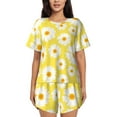 thumbnail image 1 of Kdxio Daisies Flowers Print Pajamas Sets for Women Short-Sleeved Pjs with Lounge Shorts Two Piece Sleepwear S-4XL, 1 of 9