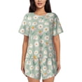 thumbnail image 1 of Kdxio Daisies Flowers Print Pajamas Sets for Women Short-Sleeved Pjs with Lounge Shorts Two Piece Sleepwear S-4XL, 1 of 9
