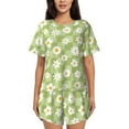 thumbnail image 1 of Kdxio Daisies Flowers Print Pajamas Sets for Women Short-Sleeved Pjs with Lounge Shorts Two Piece Sleepwear S-4XL, 1 of 9