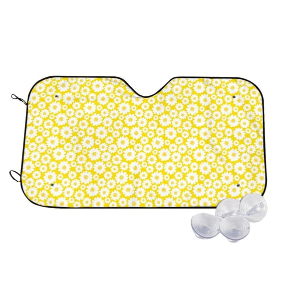 Kdxio Daisies Flowers Print Windshield Sun Shade,UV Rays and Sun Heat Protection,Sunshade for Car Windshield,Car Shade Front Windshield - Medium