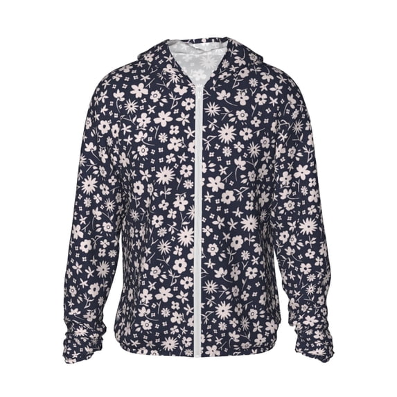 Kdxio Daisies Flowers Print Women Men Sun Protection UPF 50+ Jackets Zip Up Long Sleeve Hoodie Hiking Lightweight with Pockets