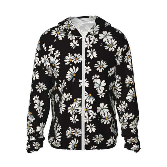 Kdxio Daisies Flowers Print Women Men Sun Protection UPF 50+ Jackets Zip Up Long Sleeve Hoodie Hiking Lightweight with Pockets