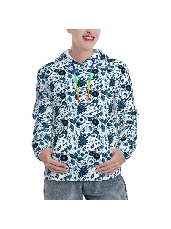 Daisies Flowers Print Womens Oversized Hoodies Sweatshirts Hooded Pullover Tops Sweaters Casual-Medium