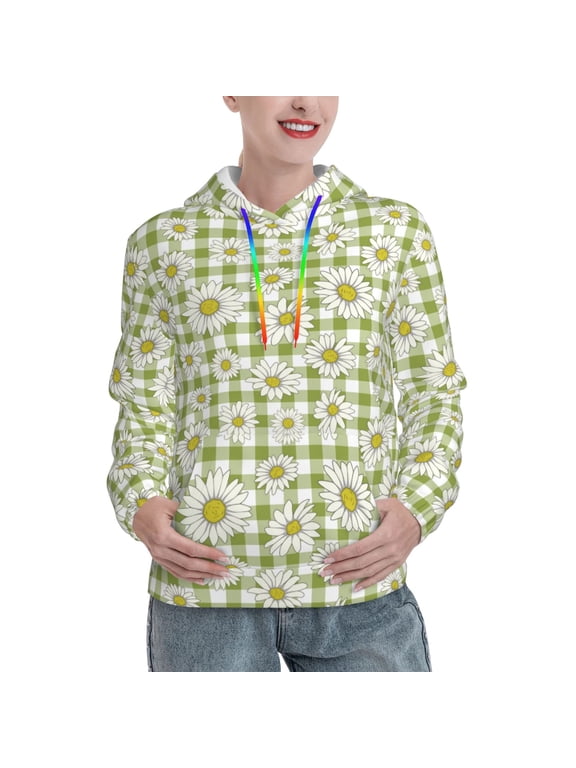 Daisies Flowers Print Womens Oversized Hoodies Sweatshirts Hooded Pullover Tops Sweaters Casual-Small