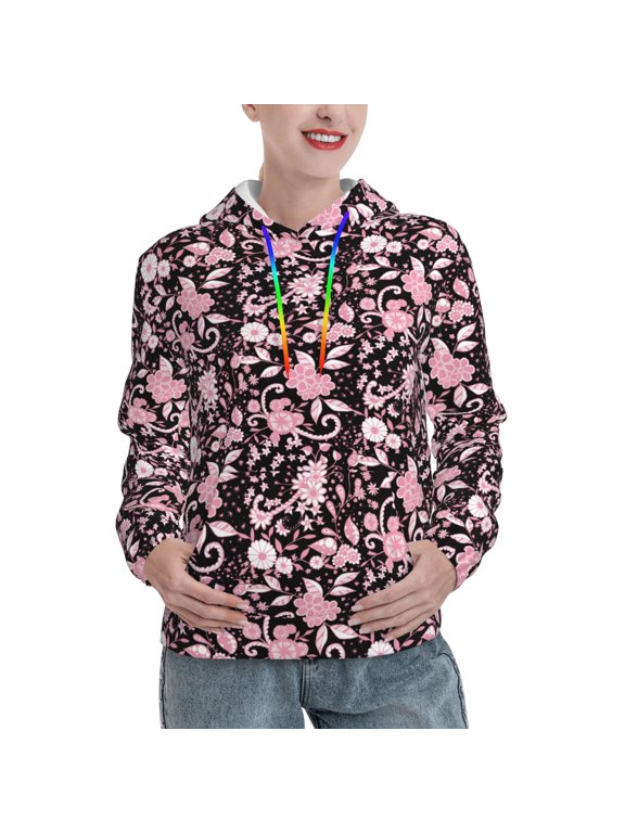 Daisies Flowers Print Womens Oversized Hoodies Sweatshirts Hooded Pullover Tops Sweaters Casual-XX-Large