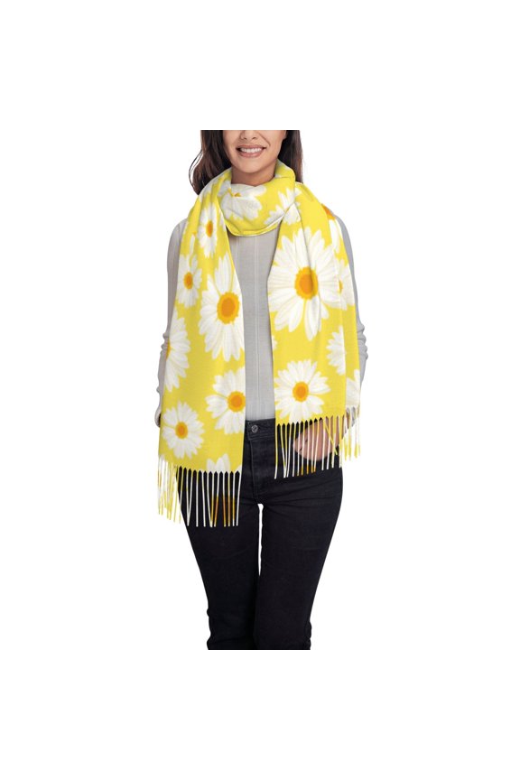 Daisies Flowers Women's Scarf Womens Winter Scarf, Fashion Scarfs for Women, Shawls and Wraps, Long Blanket Scarf