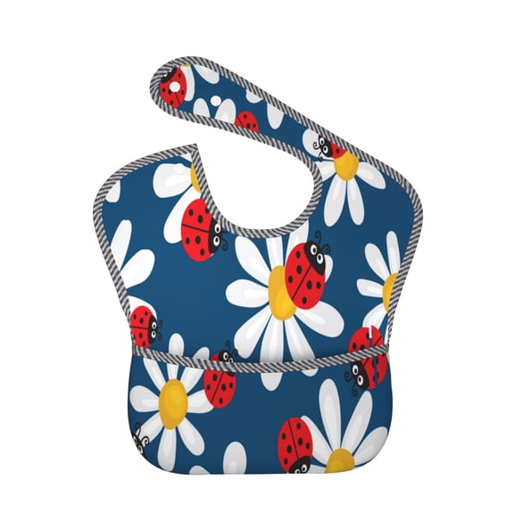 Kdxio Daisies With Ladybugs Bibs For Babies, Baby Bibs for Eating, Toddler Bibs, Waterproof Bibs, Feeding Bibs, for Toddlers, Boys, Girls
