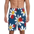 thumbnail image 1 of Kdxio Daisies With Ladybugs Print Mens Sleep Shorts Bottoms Soft Comfy Pajama Wear Pants with Drawstring Pockets, 1 of 5