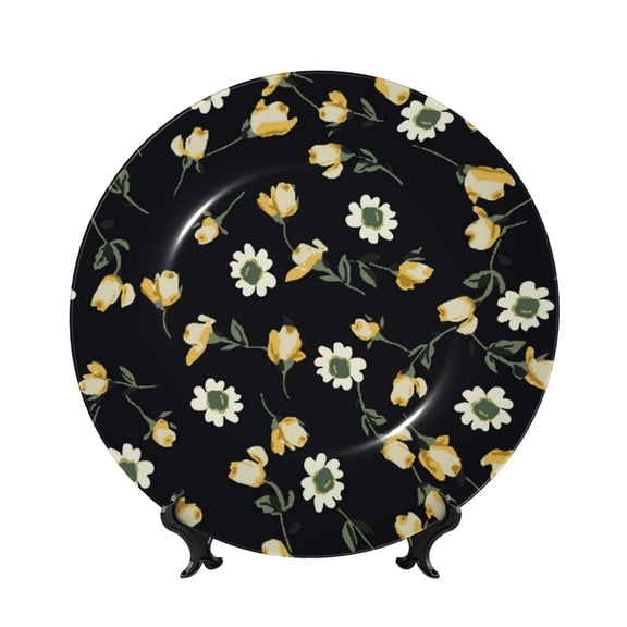 Kdxio Daisy Bone China Decorative Plate Ceramic Decorative Plate for Home Office Wall Stand Decorative Plates for Home Bedroom-10in