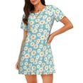 thumbnail image 1 of Kdxio Daisy Floral A Pattern Womens Short Sleeve Sleepshirt Scoopneck Cute Nightdress Ruffle Comfy Nightgown, 1 of 6
