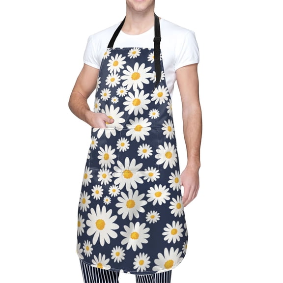Kdxio Daisy Floral Apron with Pockets Adjustable Kitchen Aprons for Men Women Waterproof Aprons for Cooking,Drawing,Crafting, Baking Household Cleaning