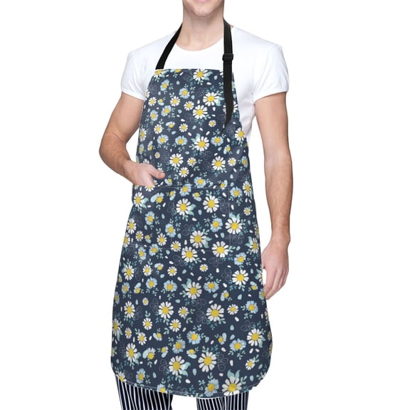 Kdxio Daisy Floral B Apron with Pockets Adjustable Kitchen Aprons for Men Women Waterproof Aprons for Cooking,Drawing,Crafting, Baking Household Cleaning