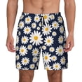 thumbnail image 1 of Kdxio Daisy Floral Print Men's Swim Trunks with Compression Liner 7 Inch Inseam Quick Dry Swim Shorts, 1 of 7