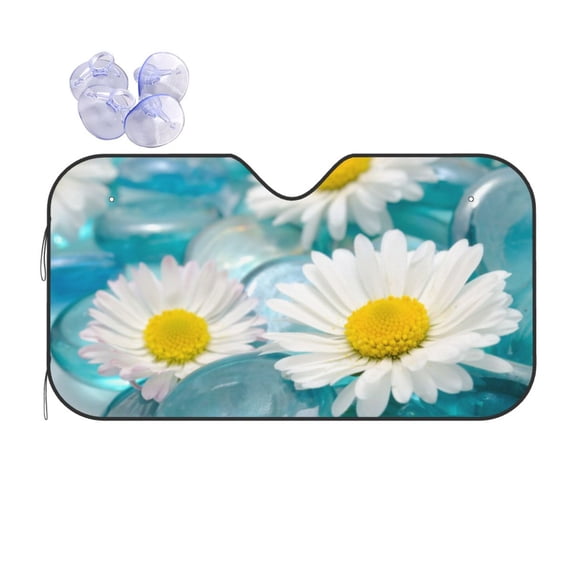 Kdxio Daisy Flowers Print Front Windshield Sun Shade,Folding Auto Sunshade for Car Truck SUV-Small
