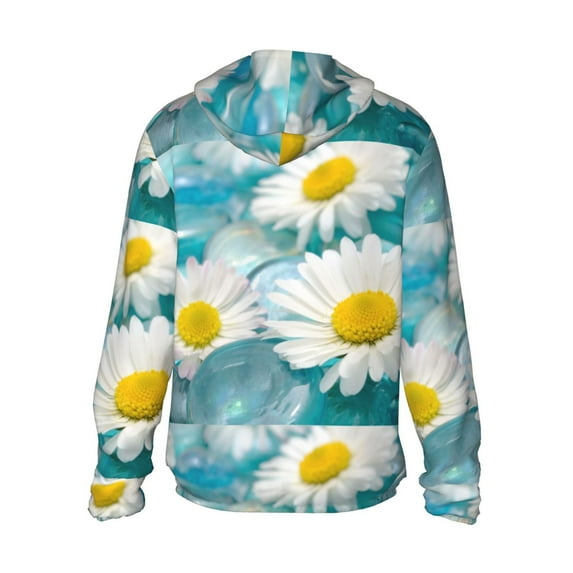 Kdxio Daisy Flowers Print Women Men Sun Protection UPF 50+ Jackets Zip Up Long Sleeve Hoodie Hiking Lightweight with Pockets
