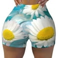 thumbnail image 1 of Kdxio Daisy Flowers Print Workout Shorts for Women Seamless Soft Smooth Gym Yoga Scrunch Active Shorts, 1 of 9