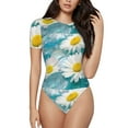 thumbnail image 1 of Kdxio Daisy Flowers for Women's Short-Sleeved Onesie Stylish Round Neck Pajamas Bodysuit Jumpsuit Nightwear-Large, 1 of 7