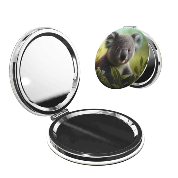 Kdxio Daisy Koala Pocket Mirror, 1X/2X Travel Makeup Mirror 2-Sided Folding Small Mirror Portable Double-Sided Magnifying Cosmetic Mirror for Gift-Round Shape