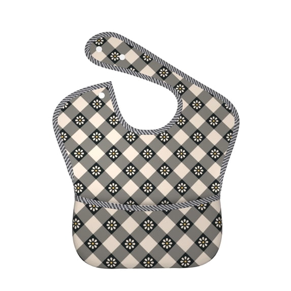 Kdxio Daisy Plaid Black Bibs For Babies, Baby Bibs for Eating, Toddler Bibs, Waterproof Bibs, Feeding Bibs, for Toddlers, Boys, Girls