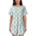 thumbnail image 1 of Kdxio Daisy Plaid Blue Print Pajamas Sets for Women Short-Sleeved Pjs with Lounge Shorts Two Piece Sleepwear S-4XL, 1 of 9