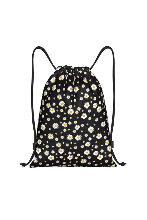 Daisy Print Drawstring Backpack Bag,Waterproof Draw String Back Sack, Gym Drawstring Bags Swim Bag For Unisex