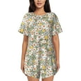thumbnail image 1 of Kdxio Daisy Print Pajamas Sets for Women Short-Sleeved Pjs with Lounge Shorts Two Piece Sleepwear S-4XL, 1 of 9