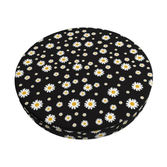 Kdxio Daisy Print Stool Covers Round,Stretch Round Bar Stool Covers Washable Bar Stool Cushion Slipcover for 12-15 Inch Chair