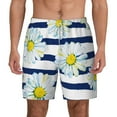 thumbnail image 1 of Kdxio Daisy Striped Nautical Print Men'S Swim Trunks With Compression Liner 7 Inch Inseam Quick Dry Swim Shorts, 1 of 7