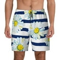thumbnail image 1 of Kdxio Daisy Striped Nautical Print Men'S Swim Trunks With Compression Liner 7 Inch Inseam Quick Dry Swim Shorts, 1 of 7