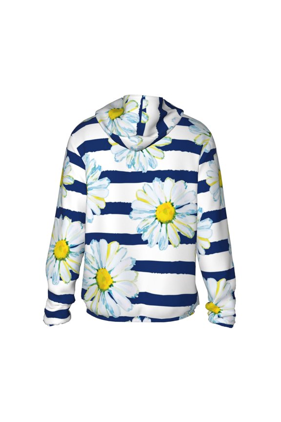 Daisy Striped Nautical Print Women Men Sun Protection UPF 50+ Jackets Zip Up Long Sleeve Hoodie Hiking Lightweight with Pockets