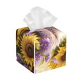 thumbnail image 1 of Kdxio Daisy Sunflower Lazy Cat Print Tissue Box Cover,Square Decorative PU Leather Facial Paper Case Organizer Holder Dispenser for Bathroom,Night Stands,Desk,Car 5.2''X5.2''X5.2'', 1 of 6