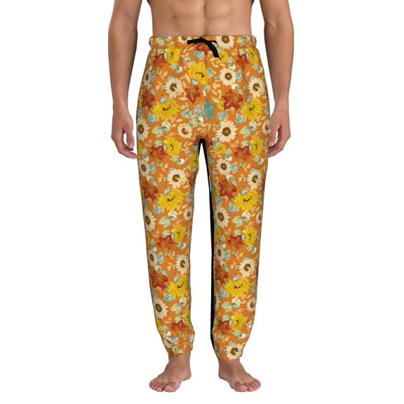 Kdxio Daisy maple fall Pattern Joggers,Sweatpants for Men with Pockets-Large