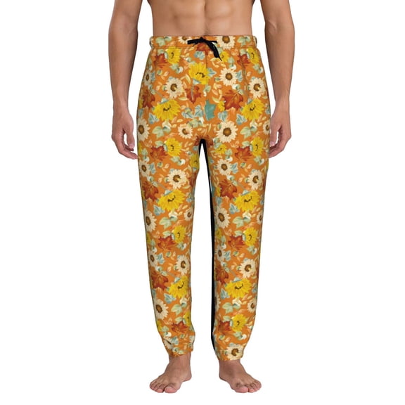 Kdxio Daisy maple fall Pattern Joggers,Sweatpants for Men with Pockets-Small