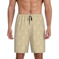 thumbnail image 1 of Kdxio Damask Beige Tan Brown Print Mens Sleep Shorts Bottoms Soft Comfy Pajama Wear Pants with Drawstring Pockets, 1 of 7