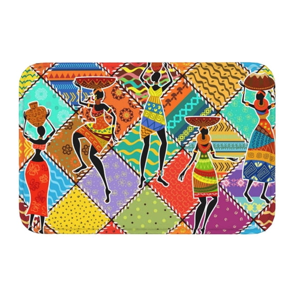 Kdxio Dancing African Womans,16" x 24", Non-Slip Front Door Mats,Outdoor Welcome Mat Washable