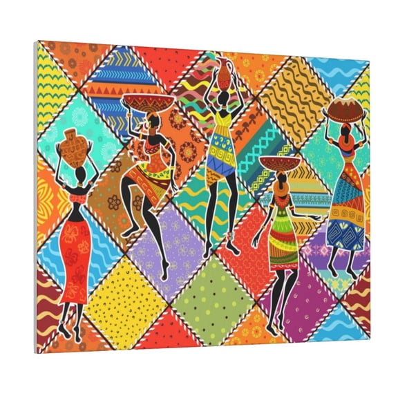 Kdxio Dancing African Womans Pattern Canvas Wall Art for Living Room Wall Decor for Bedroom Bathroom Modern Framed Canvas Art Prints Ready to Hang,Horizontal