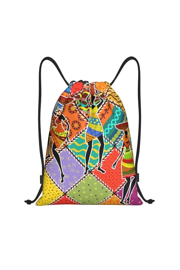 Dancing African Womans Print Drawstring Backpack Bag,Waterproof Draw String Back Sack, Gym Drawstring Bags Swim Bag For Unisex