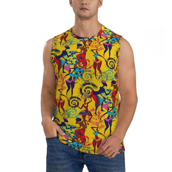 Kdxio Dancing African Womens for Men's Muscle T-shirt,Sleeveless for Workout Running Athletic Gym Lounge Casual